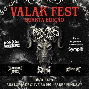 SHITAI: Com Arcano De Valak, Black Goat Spell e Distimia na quarta edição do ‘Valak Fest’ neste domingo (16) 